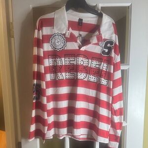Brand New! Rebels Red and White Striped Teens/Ladies Jersey